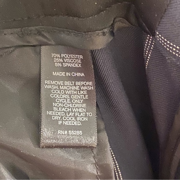 Express Navy Stripe Paper Bag Style Tie Waist Pant with Pockets - Picture 11 of 11